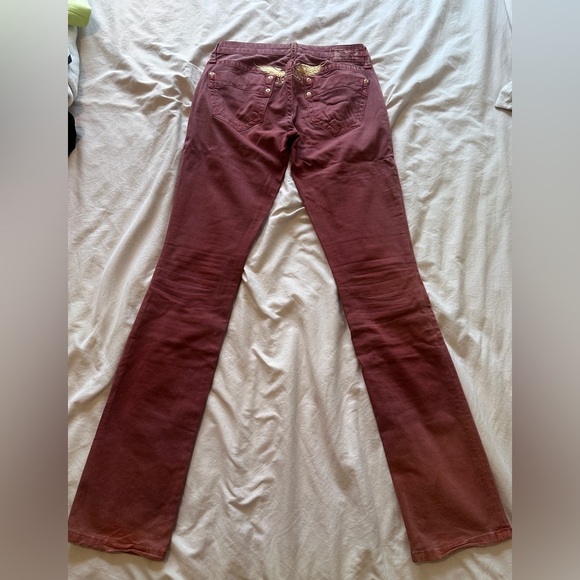 Robin’s Jean Women’s Size 25 Burgundy Bootcut Jeans Gold Embroidered Wings Y2K - Picture 4 of 13